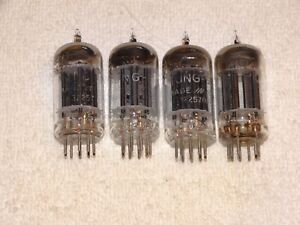 4 x 5687 Tung-Sol Tubes *Black Plates*D Getter*Tested good*#8