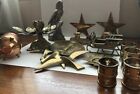 Vintage Large brass lot 24 Pieces Napkin Holders Candle Holders Animals