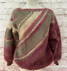 Sweater Women *L Chest 40 Geometric Fuzzy Mohair Vintage Handmade 80’s Look