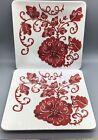 Laurie Gates Picnic BBQ 9” Melamine Square Floral Embossed (2) Plates