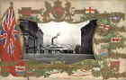 Windsor Ontario Ferry Landing Canadian Border Flags Heraldic Vintage Postcard