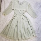 VTG Donna Morgan Linen Lace Embroidered Sailor Dress Prairie Cottage Sz 3/4