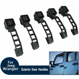5x Black Exterior Door Handles Set Accessories for 2007-18 Jeep Wrangler JK 4Dr (For: Jeep)