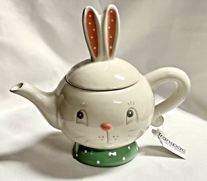 Johanna Parker Easter Bunny Tea Pot, Retired, Transpac, Bunny Rabbit Tea Pot