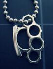 Necklace TINY BRASS KNUCKLES Charm Stainless Steel Ball Chain New