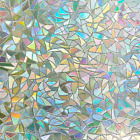 17.5″X78.7″ Privacy Decor Window Film, Rainbow Cling Holographic No Glue Frosted