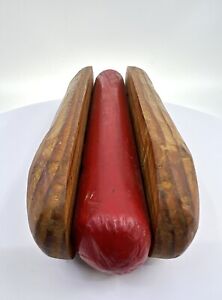 Vintage Handcrafted Artisanal Wooden Hot Dog 7”