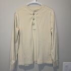CC Filson Womens Medium Ivory Double Layer Henley Knit Cotton Three Button Shirt