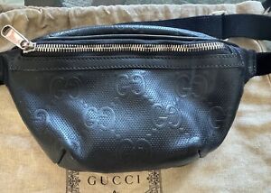 Gucci Belt Bag Black GG Embossed Perforated Leather