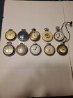 Lot of 10 Antique Pocket Watches for Parts-Repair Lot ZWX