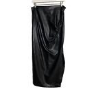 Industry black faux leather ruched midi skirt Size 12