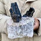 5.4LB Top natural black tourmaline quartz crystal mineral specimen