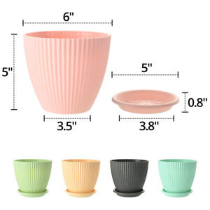 6Inch 5Pack Plant Pots Plastic Flower Pots Modern Flower Pots for Indoor Outdoor