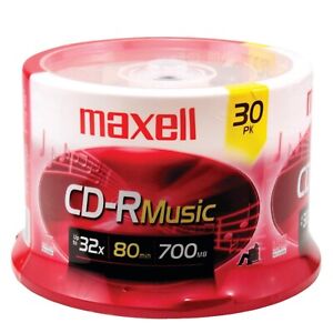 Maxell 625335 80 Min Gold Recordable Reusable Music CD Spindle Noise free 30 pcs