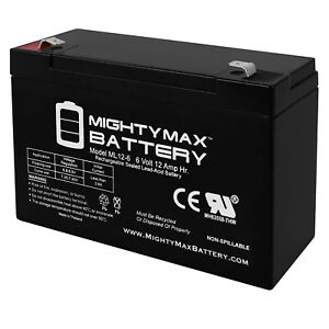 Mighty Max 6V 12AH F2 Battery Replaces Crown Embassy 6CE12, 6 CE 12, 6CE12-F2