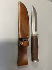 New ListingVintage Western  Fixed Blade Knife and Sheath, Western Wr71 Stacked Leather.