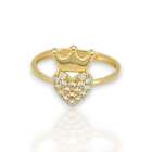 Heart Crown CZ Ring - 10K Yellow Gold