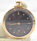 Vintage RARE MOVADO 14k Solid Pink & White Gold Pocket Watch Black dial running