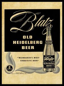 1939 Blatz Old Heidelberg Beer NEW Metal Sign: Milwaukee's Most Exquisite Beer