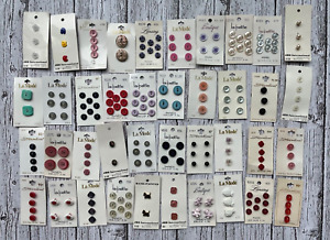 Vintage Lot of 40 Packs Sewing Buttons on Cards La Mode, Le Chic, Streamline #1