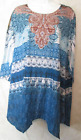 One World Ladies Printed Embellished 3/4 Sleeve Top Plus Size 3X~tunic blouse