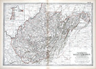 New Listing1897  WEST VIRGINIA  Map ORIGINAL Charleston Wheeling Weirton RAILROADS