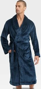 Goodfellow Mens DRESSY BLUE S/M or L / XL PLUSH Robe Patch pockets outer tie