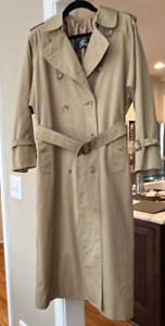 WOMEN'S BURBERRY TRENCH COAT KHAKI 4 PETITE WOOL LINING VINTAGE BELTED