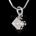 ~3D Dice made with Swarovski Crystal Lucky Game Gambling Cube Las Vegas Necklace