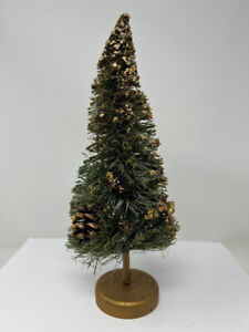 Vintage Bottle Brush Christmas Tree With Gold Mica & Pinecones