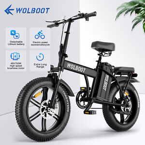 WOLBOOT  Electric Bike Adults 48V 50AH 100 Mile Hydraulic Brake Super Fast Speed