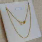Pure Au750 18K Yellow Gold Chain Lucky Thin O Link Necklace 0.3-0.5g