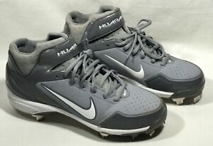 Nike Gray & White Huarache Low Baseball Metal Cleats Men's Size 8.5