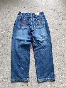 Vintage Evisu Jeans Wide Leg Baggy Jnco Japanese Denim 36x32