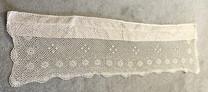 VTG Hand Crochet Cotton Lace Valance Curtains 54 x 16 Ecru Beige Handmade