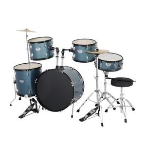 22 Inch Full Size Adult Drum Set 5-Piece  Kit with Stool & Sticks Complet