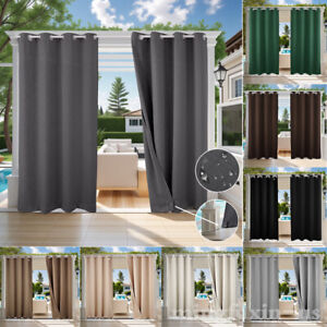 Outdoor Patio Curtains Waterproof Windproof Curtain Grommet Top Tab Bottom Drape