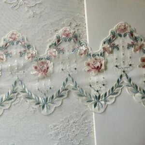 2Yds Floral Embroidered Tulle Lace Trim Sewing Dress Cloth Home Decor DIY Craft