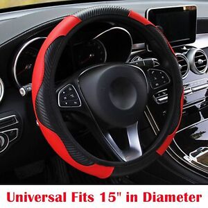 Universal 15''/38cm Leather Car Steering Wheel Cover Anti-slip Accessories Black (For: Kia Soul)