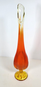 MCM Viking Stretch Swung Glass Pedestal Vase Amberina