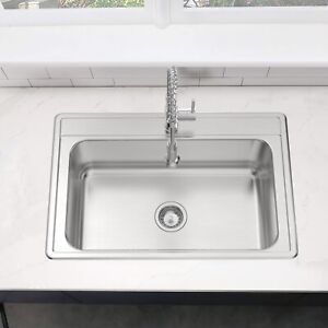 ZUHNE Drop-In Stainless Steel Single Bowl Kitchen, Bar and Laundry Utility Sink