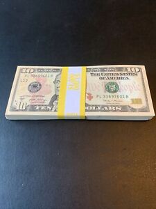 $100 Cash - 10 Uncirculated Ten Dollar Bills In Sequential Order