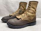 Ariat Men's 12 D Tan Leather Lace Up Kittie Western Cowboy Rancher Rider Boots
