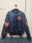 Vintage 80s Starter Chicago Bears Satin Bomber Jacket XL Blue Buttons Pro Line