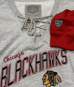 Old Time Hockey Chicago Blackhawks Womens Size Large L Hoodie Jersey Shirt