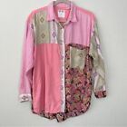 Y Not Flirt vintage Y2K pink aztec western long sleeve button front shirt L