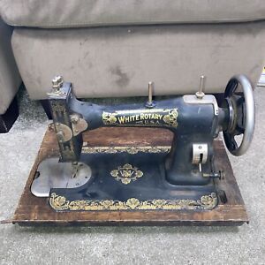 ANTIQUE 1914 WHITE ROTARY USA SEWING MACHINE IN CABINET, FR 2878056, Restore