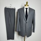 Samuelsohn (Custom Tailored) Suit Mens Stripe Gray Super 120s 100% Wool 41L 34W