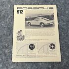 Original Vintage 1966/1967 Porsche 912 Sheet Brochure Prospekt English