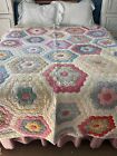 Vintage Grandmothers Garden Feedsack Quilt Handmade Hand Quilted Feed Sack